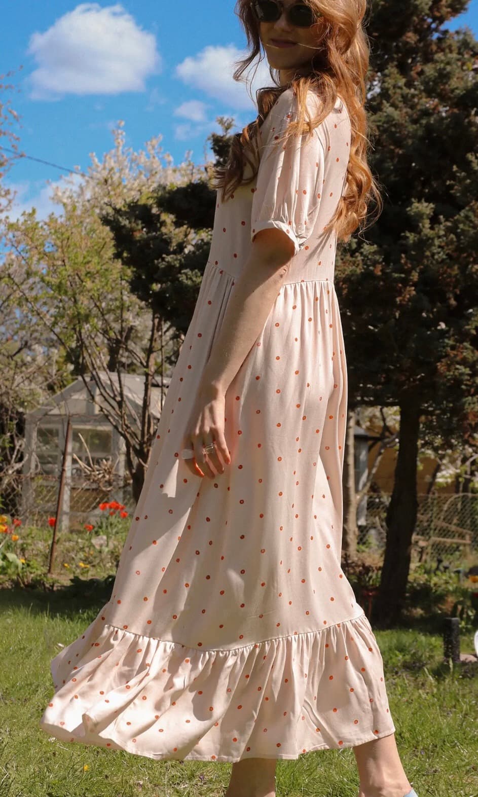 Romantic dress Tomato dots