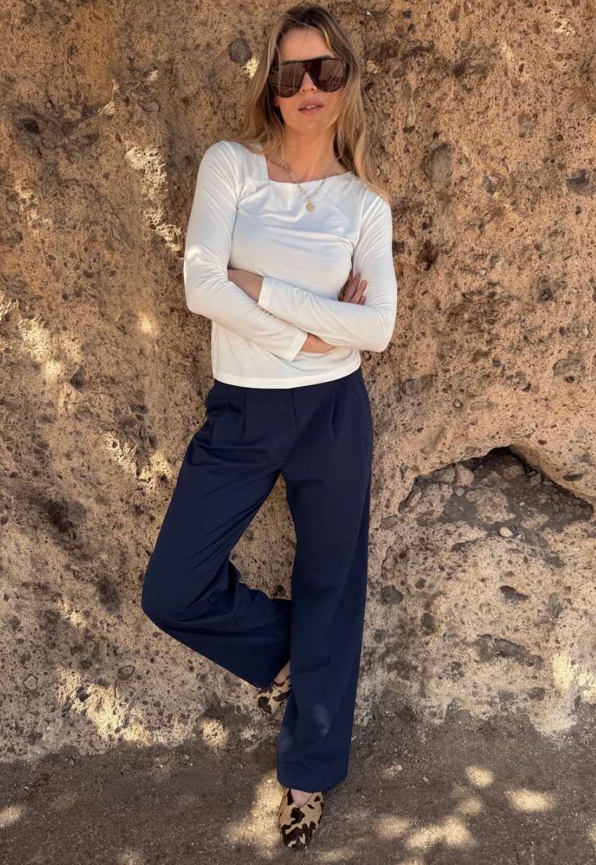LUVA Long sleeve Blouse with Asymmetrical Neckline